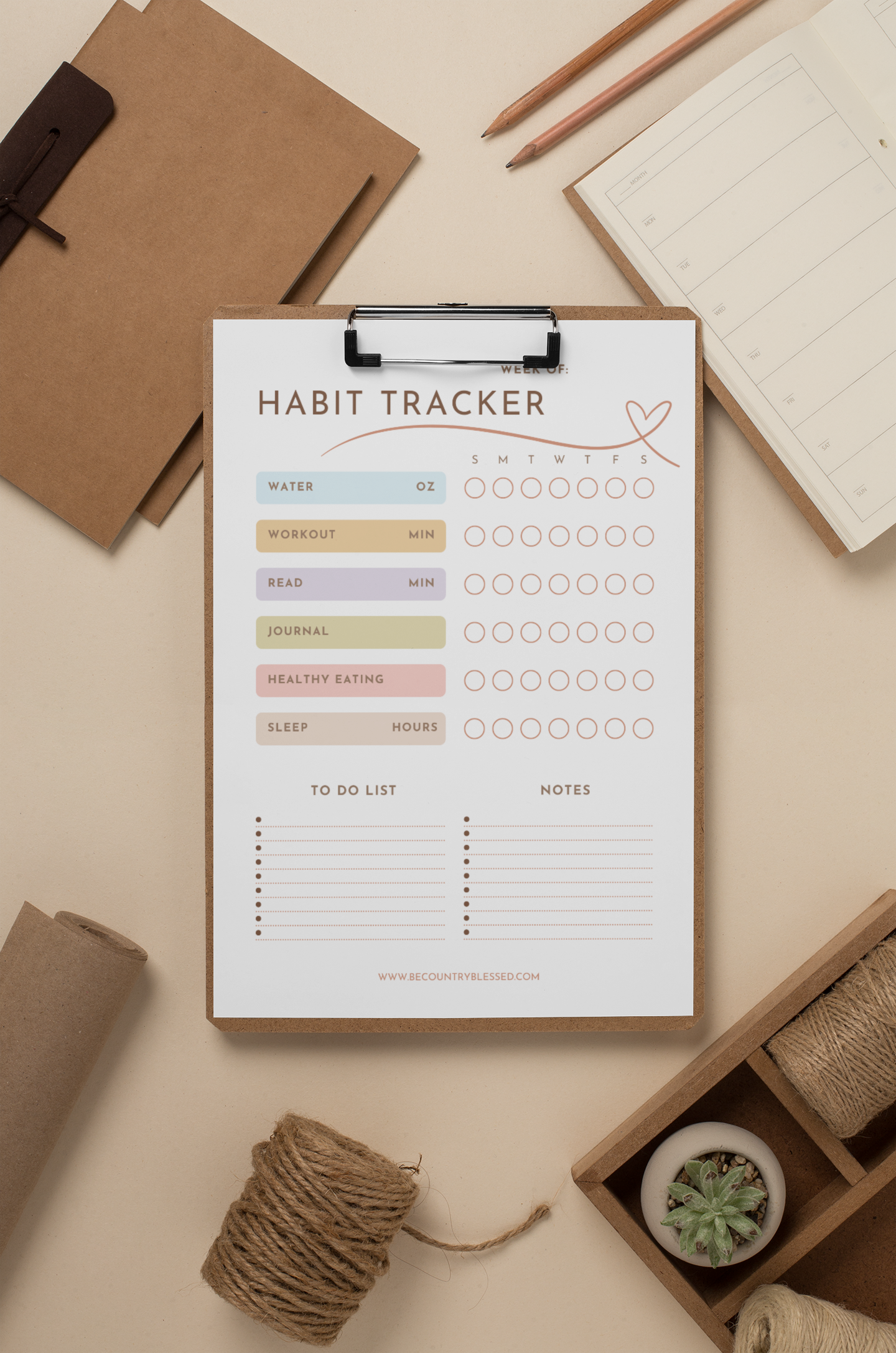 Habit Tracker, Customizable Tracker, Weekly Planner, Good Habits, Water Tracker, Fitness Tracker, To Do