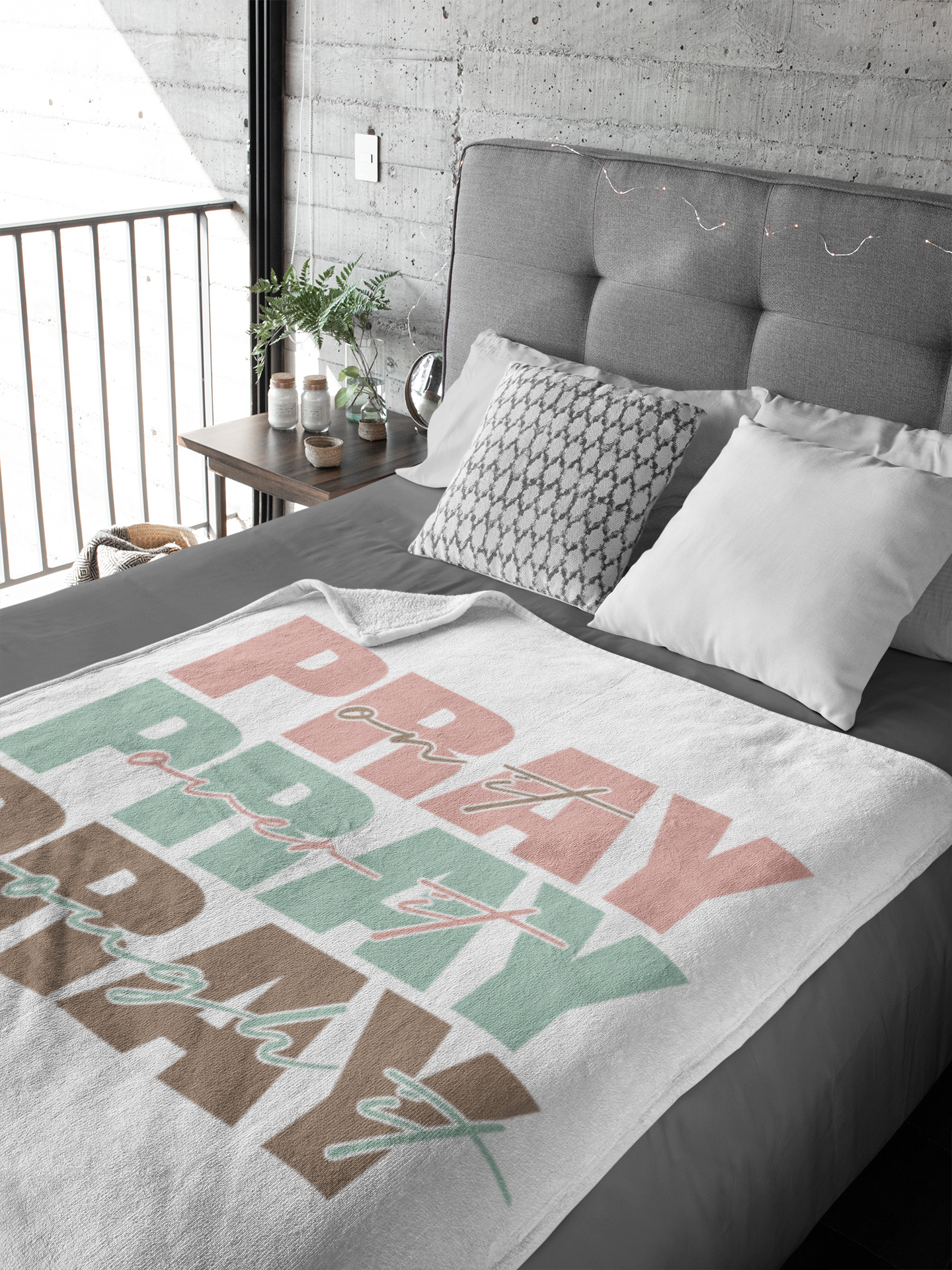 Pray On It, Pray Over It, Pray Through It 50"x60" Velveteen Blanket, Throw Blanket