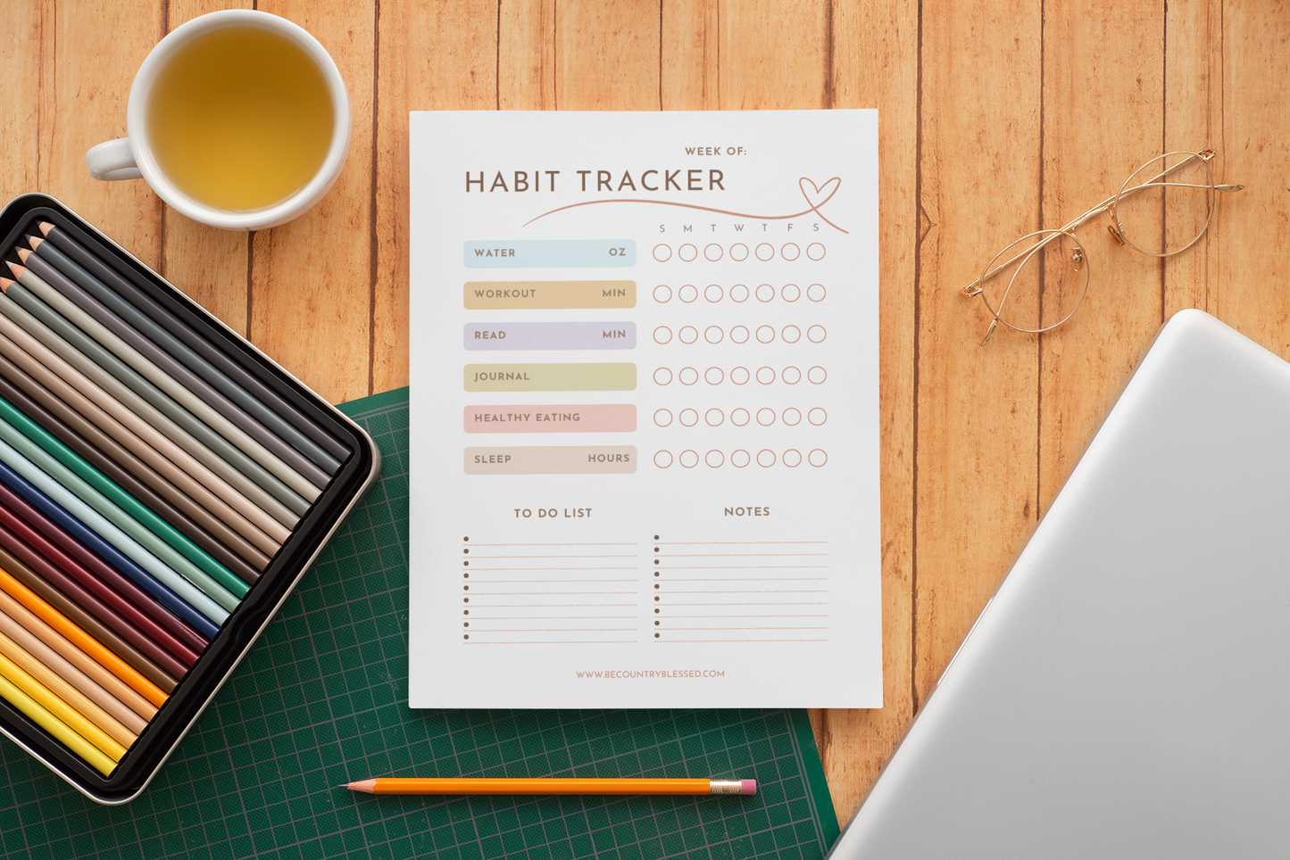 Habit Tracker, Customizable Tracker, Weekly Planner, Good Habits, Water Tracker, Fitness Tracker, To Do