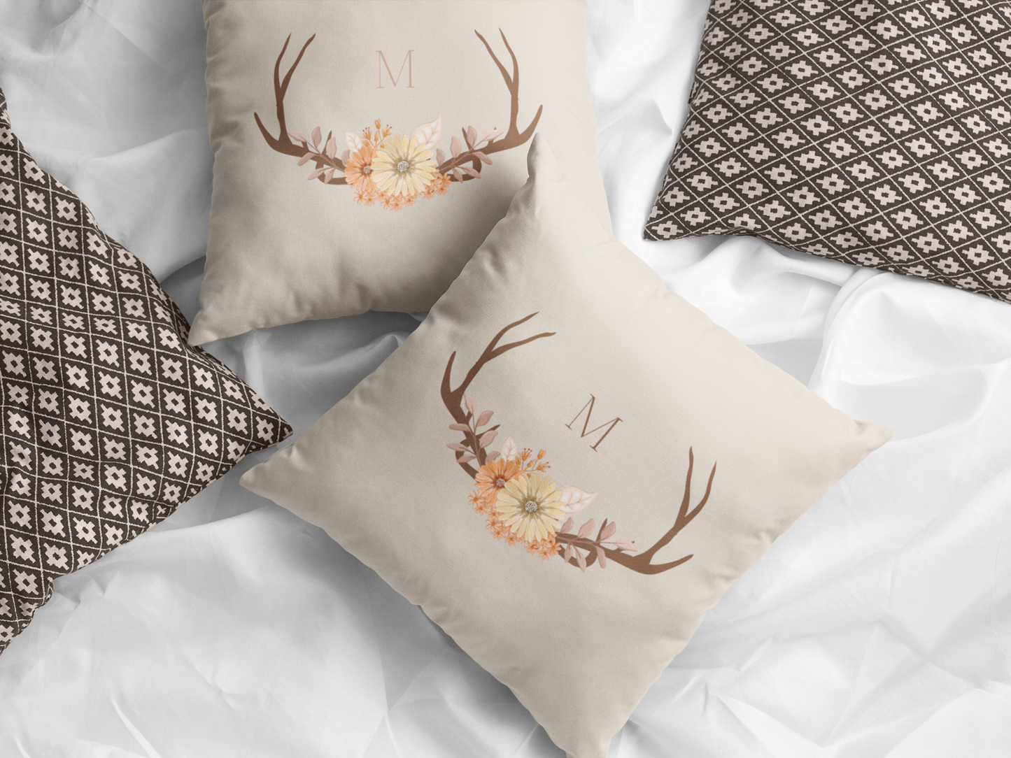 Custom Antler Pillow Case, Custom Pillow Case, Custom Name Pillow