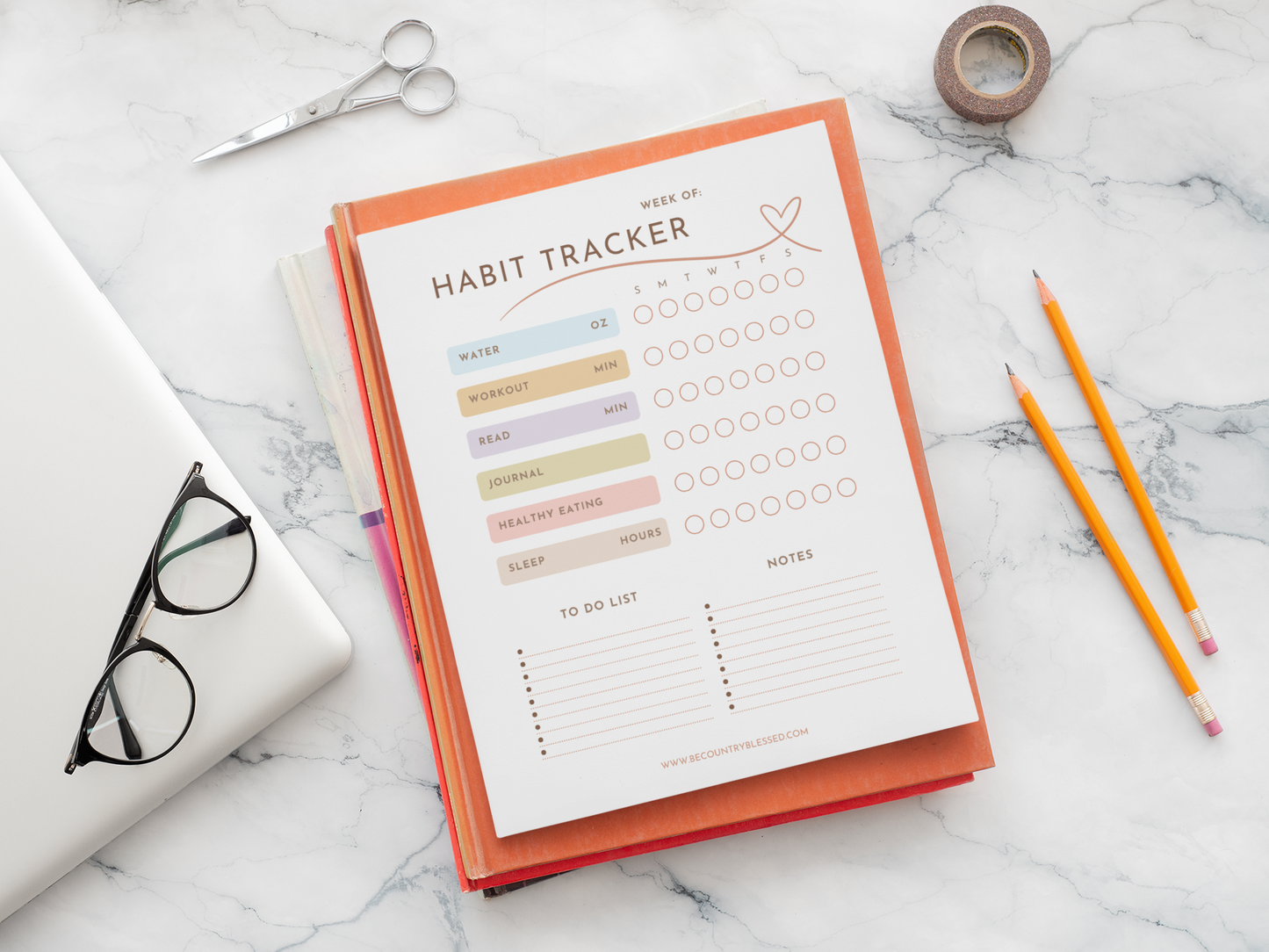 Habit Tracker, Customizable Tracker, Weekly Planner, Good Habits, Water Tracker, Fitness Tracker, To Do